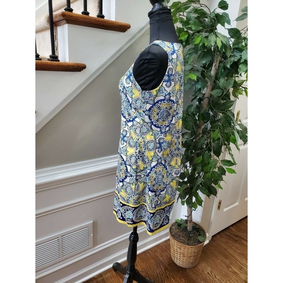 London Times Women's Multicolor Cotton Sleeveless Round Neck Knee Length Dress 6 - Picture 6 of 10